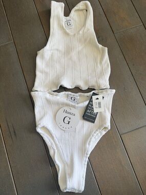 HUNZA G Nile Iris ribbed bikini white